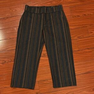 Liverpool Women's Wide Leg Stripe Cropped Pants in Black and Brown